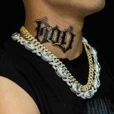 GL 15mm Devil's Eye Moissanite Cuban Chain Necklace